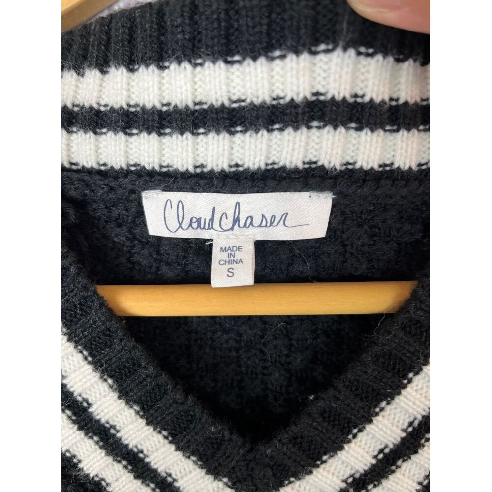 Cloud Chaser Sweater Vest Women's Small Black White Grandpacore Preppy Knit - Picture 2 of 8